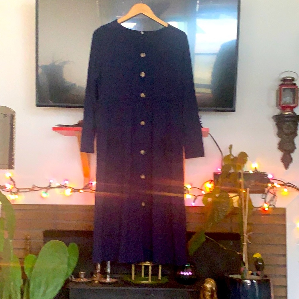 Jersey blue long sleeve maxi dress